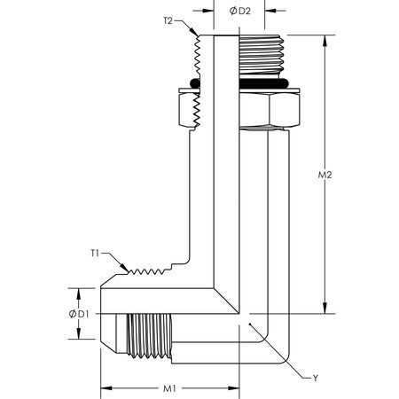 World Wide Fittings Male JIC to Male O-Ring Boss Adjustable 90° Elbow - Extra Long F5515X10X10LL